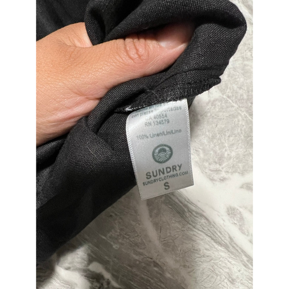 Women's Sundry 100% linen Black Sleeveless V-Neck Linen Jumpsuit Size S - Picture 8 of 13